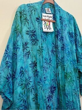 Rum Reggae palm tree Robe OS blue green